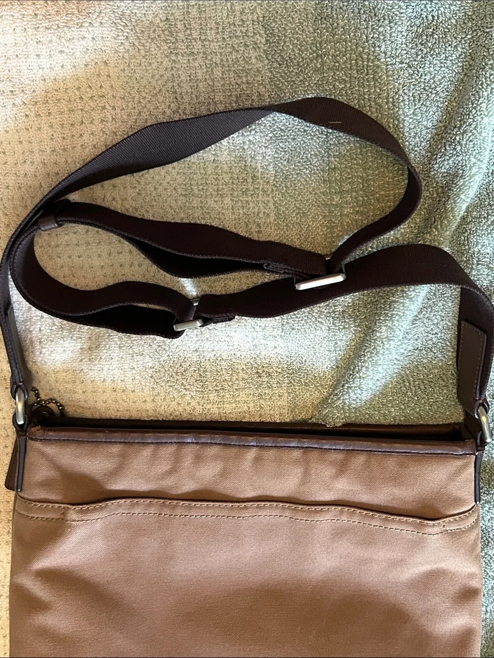 Coach Men’s Tan Canvas & Dark Brown Leather Messenger Bag